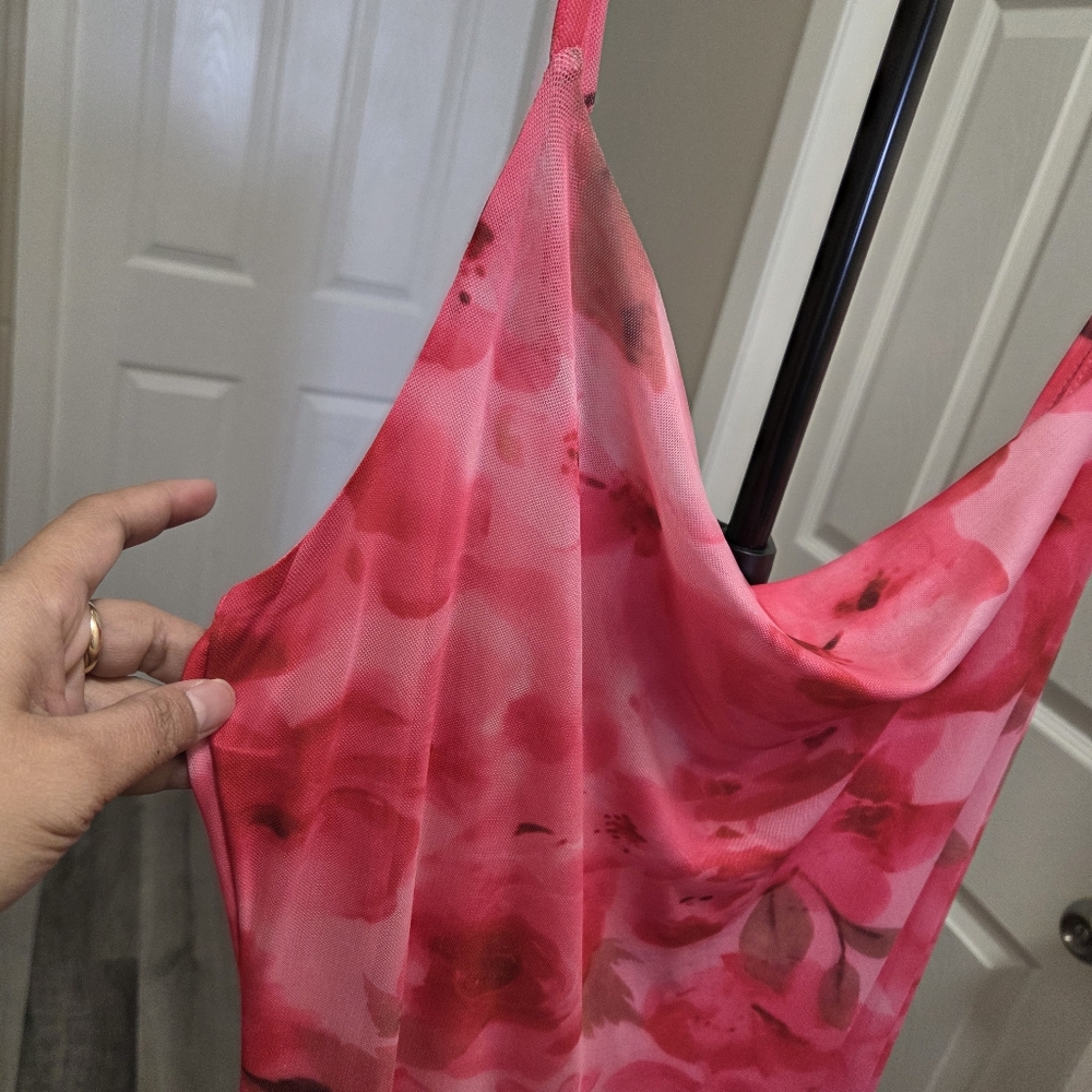 Pink Floral Cowl Neck Maxi Dress - Picture 3 of 8
